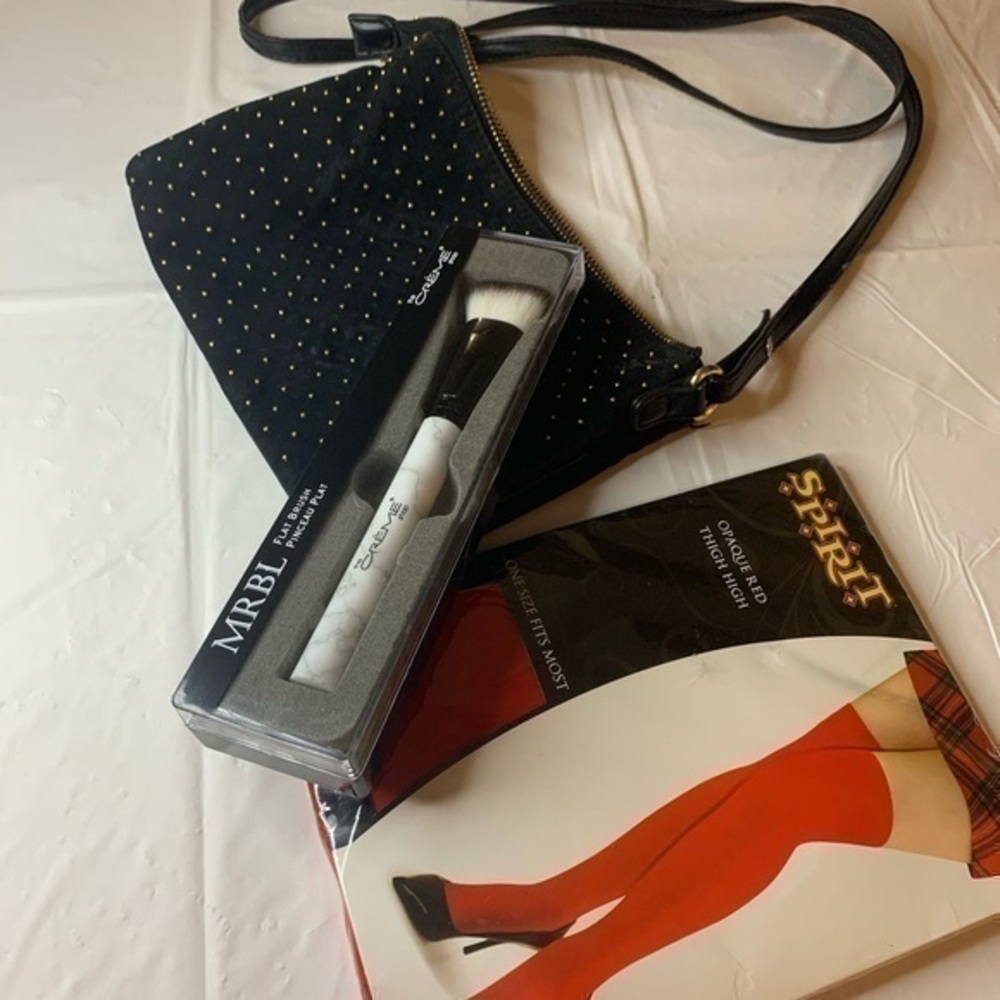 Old Navy Purse, Spirit Stockings, Make-Up Brush